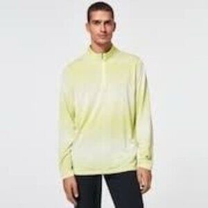 OAKLEY Men Contender Quarter Zip Long Sleeve Shirt Neon Tee Top Large Hydrolix
